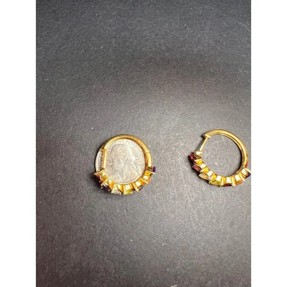 NEW multi gemstone hoop earrings in vermeil gold over sterling silver